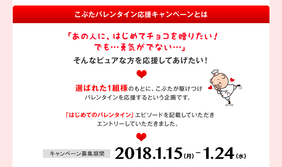 「あの人に、はじめてチョコを贈りたい！でも…勇気がでない…」そんなピュアな方を応援してあげたい！