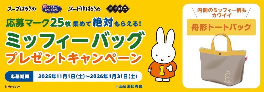 応募マーク25枚集めてもらえる！ ミッフィーバッグプレゼントキャンペーン 